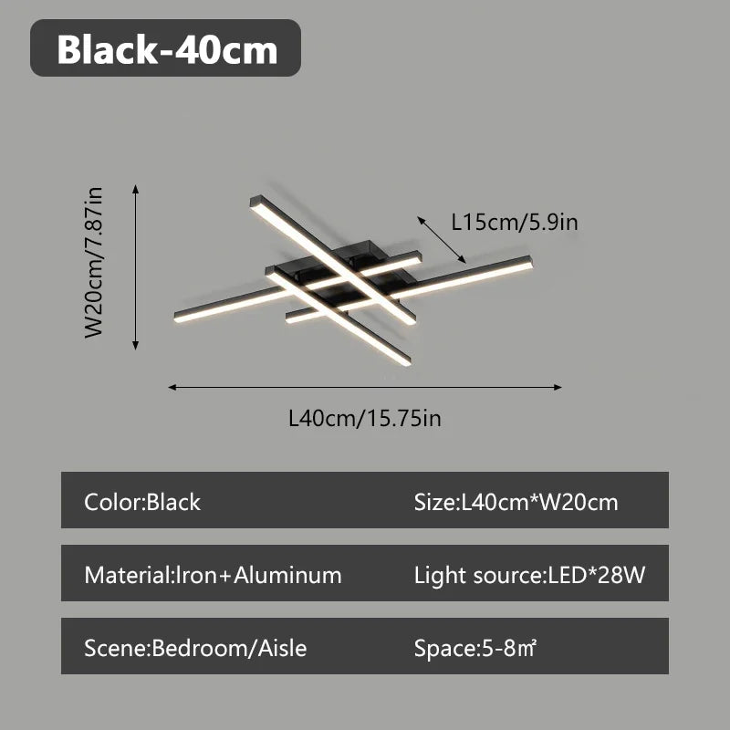 LED Modern Ceiling Light Creative Line 30/40/50cm Aluminum Lamps For Bedroom Living Room Hallway Coffee Bar Indoor Illumination