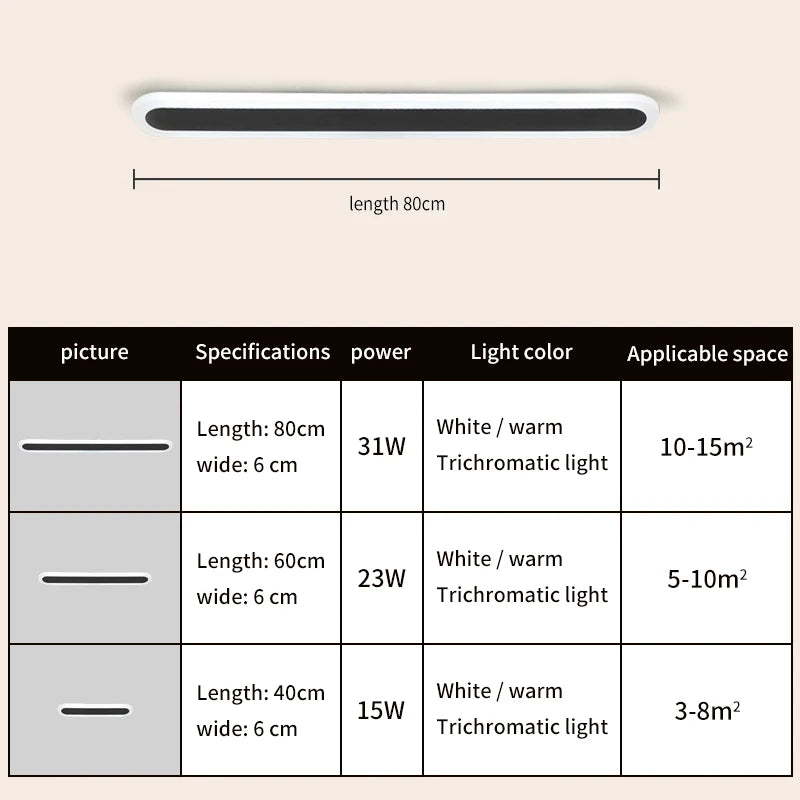 LED Ceiling Light Acrylic Long Wall Lamp Corridor Aisle Entrance Light Modern Minimalist Stair Balcony Light