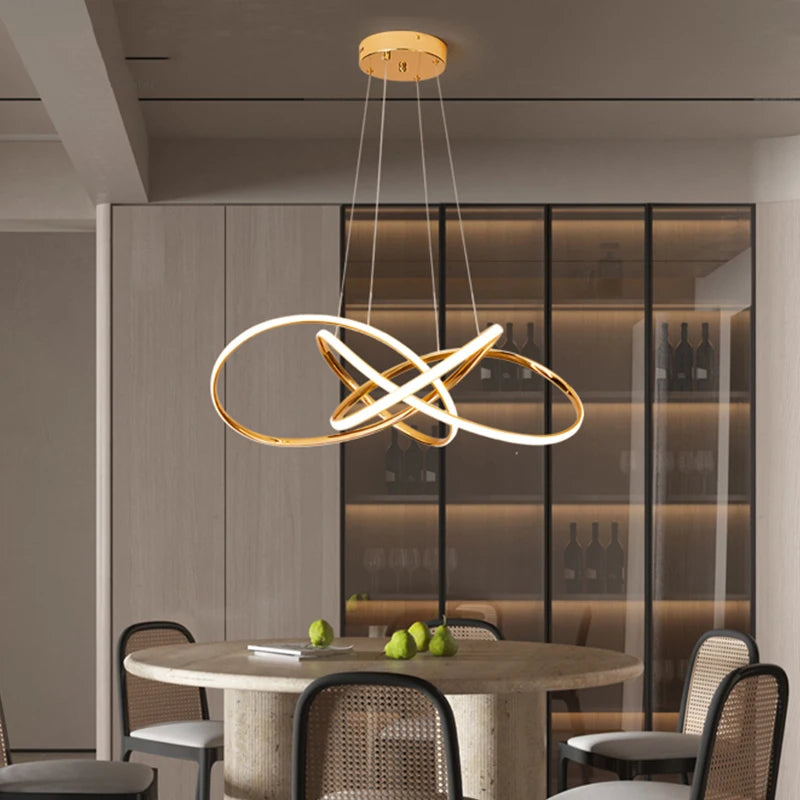 LED Gold Chandelier Modern Home Lighting For Living Room Dining Room Bedroom Kitchen Ceiling Decoration Lustre Hanging Lamp