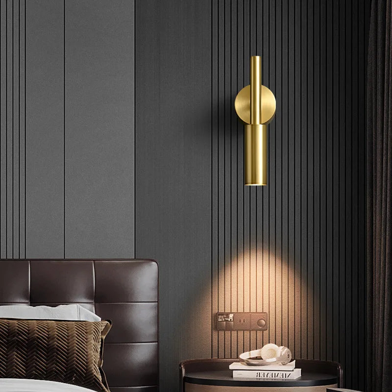 Brass LED Wall Lamp 3 Color Temperature Dimming Rotatable For Parlor Bedroom Reading Lighting Gold Black Drop Shipping