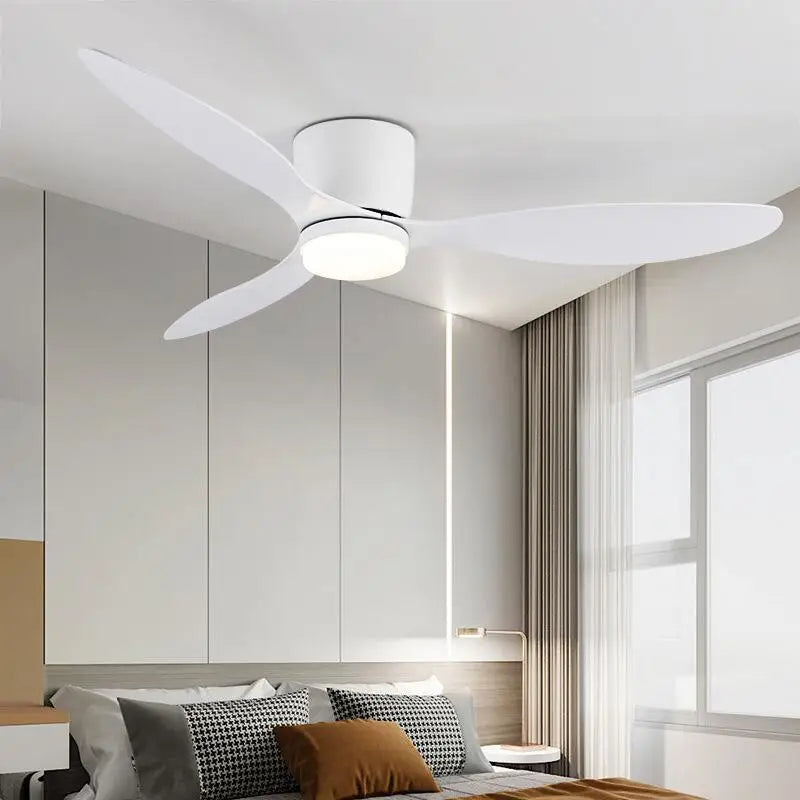 Low Floor Ceiling Fans Only 42 Inch 52 Remote Control Cooling Fans Lamp Design Ceiling Fan With Light White wood Black Color FAN