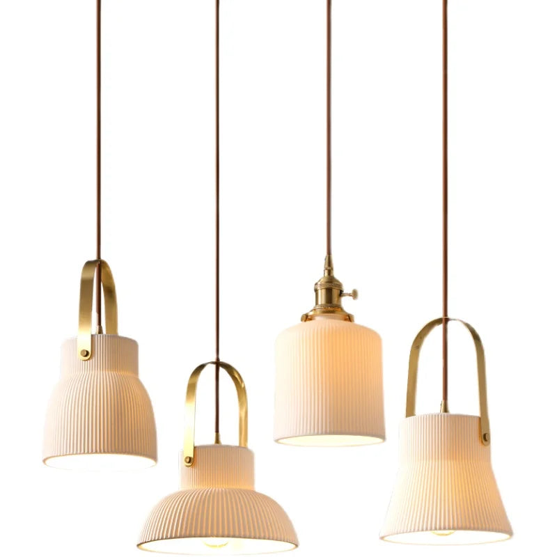 Japanese Style Ceramic LED Pendant Lights Fixtures Bedroom Dinning Living Room Beside Lamp Nordic Modern Hanging Light