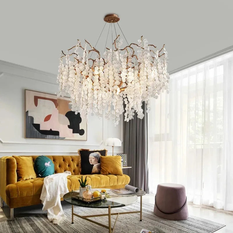 Light luxury crystal living room ceiling chandelier French restaurant modern atmosphere bedroom luxury shop money tree lamp