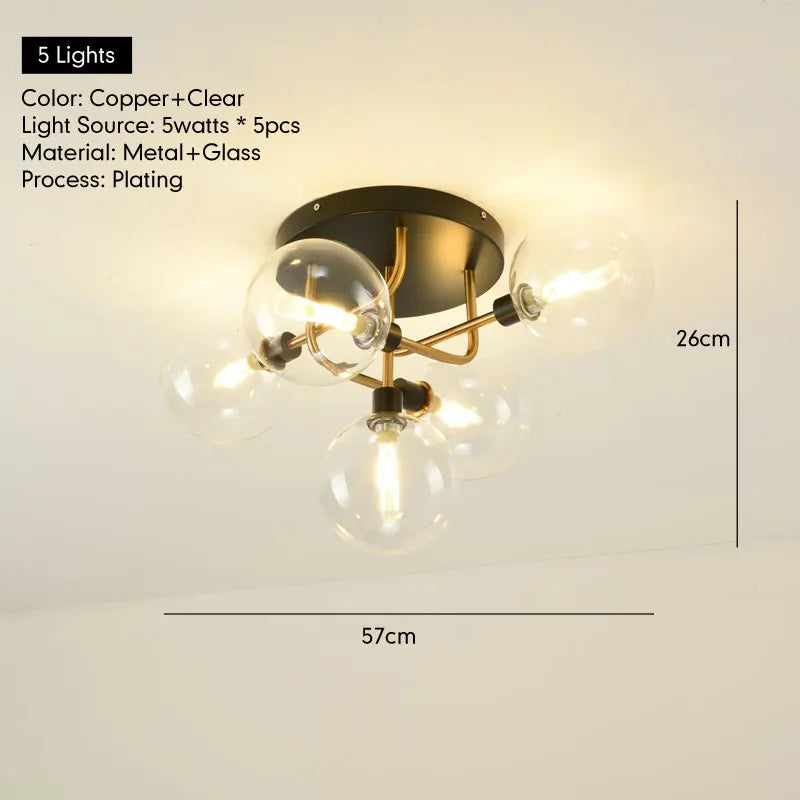 LED Glass Ceiling Light for Entrance Aisle Dining Room Bedroom Kitchen Home Decoration Lighting Fixture Clear Cognac Gray