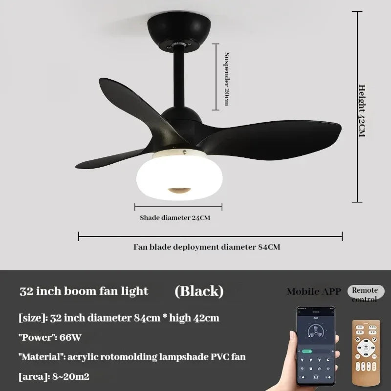 90-240V 32 inch Nordic Ceiling Fan Lamp Bedroom Simple Ceiling Fan Lamp Study Ultra-thin Electric Fan Lamp Frequency Conversion