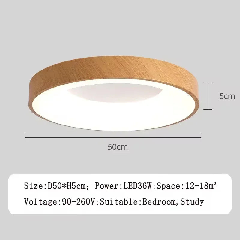 Wood Grain Ceiling LED Light Nordic Iron Ultra-thin  Round Lamp For Living Room Bedroom Study Home Decoration Lighting