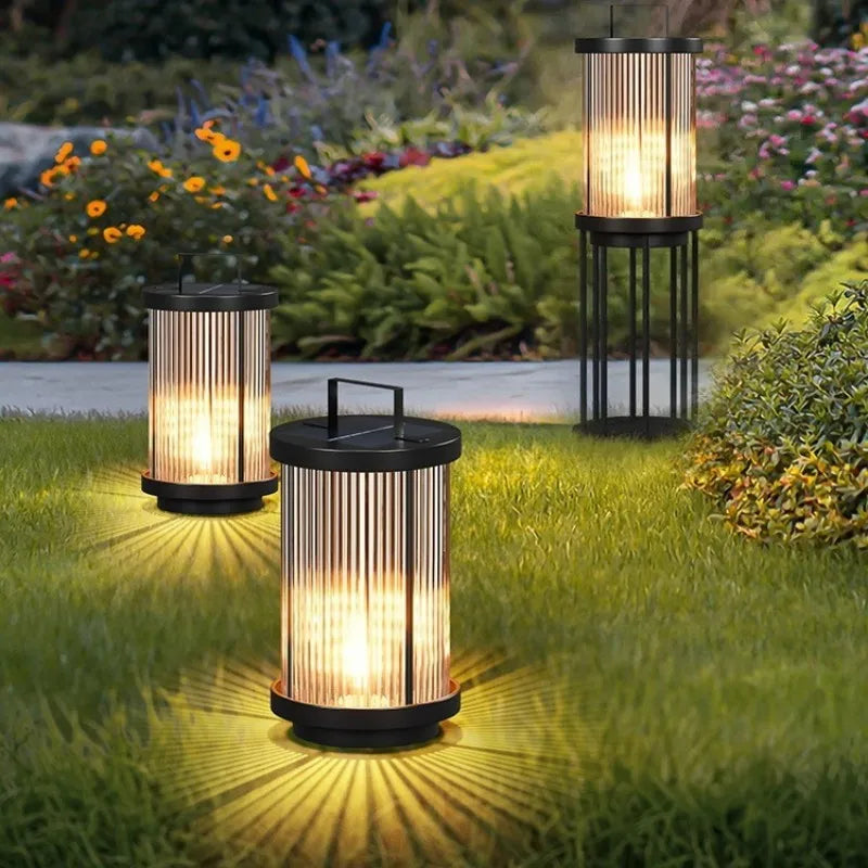 Outdoor Waterproof Solar Garden Lamp Glass Lantern Garden Floor Lamp Street Lamp Villa Courtyard Lawn Light