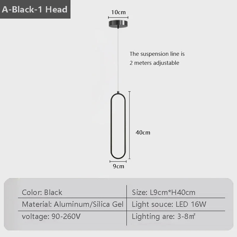 Modern LED Pendant Light Black Gold Bedside Lighting Lamp Living Room Dining Room Bedroom Hanging Lamps Decor Led Fixtrue Lustre