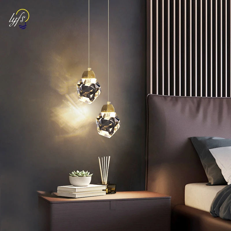 Crystal LED Pendant Lights Nordic Indoor Lighting Home Living Room Corridor Hotel Restaurant Bedside Dining Table Hanging Lamp