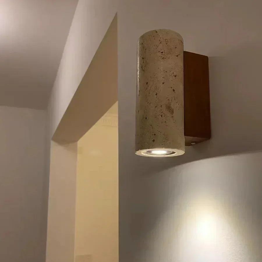 High Quality Led Wall Lamp Travertine Natural Stone Sconce Light With E27 Bulb for Bedroom Living Room