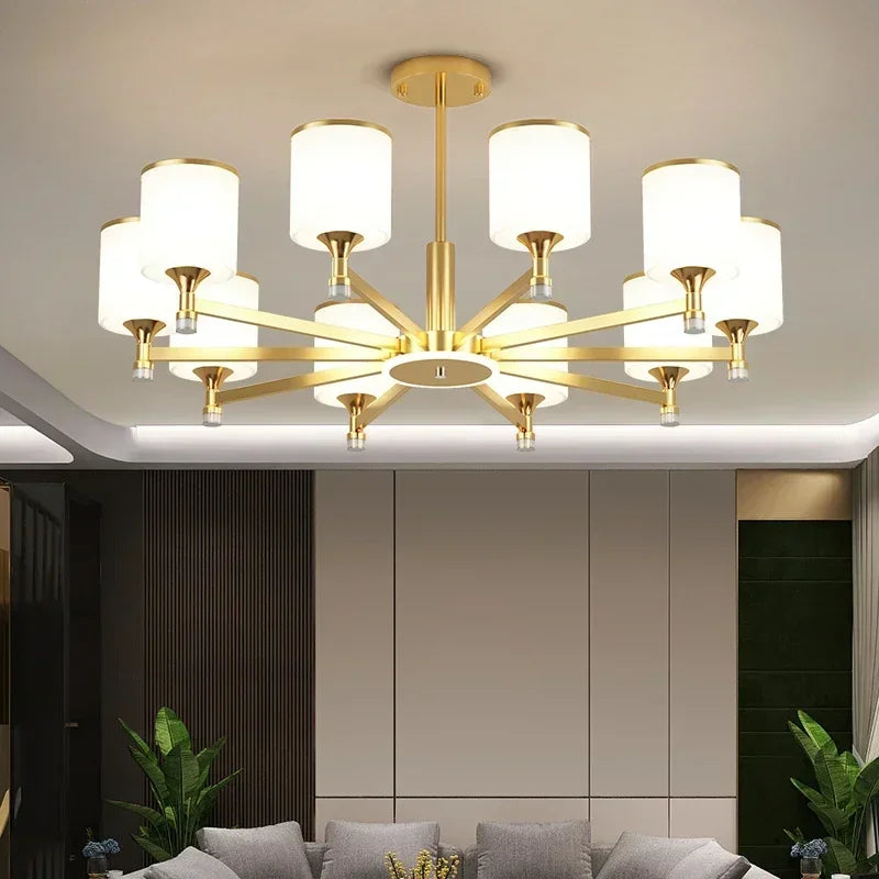 New Nordic Ceiling Chandeliers Glass Shade Golden Led Pendant Lamp Living Room Restaurant Hotel Lighting Home Decor Light