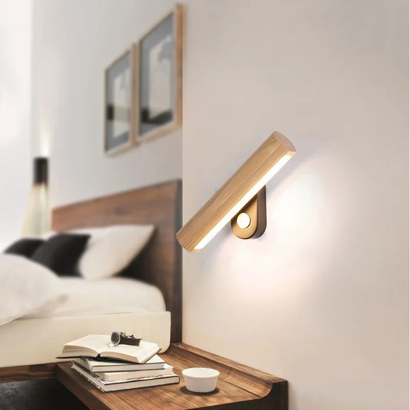 Wood LED Wall Lamp Modern Adjustable Wall Light With Switch Indoor Lighting Home Decor Wall Sconces For Living Room Bedside