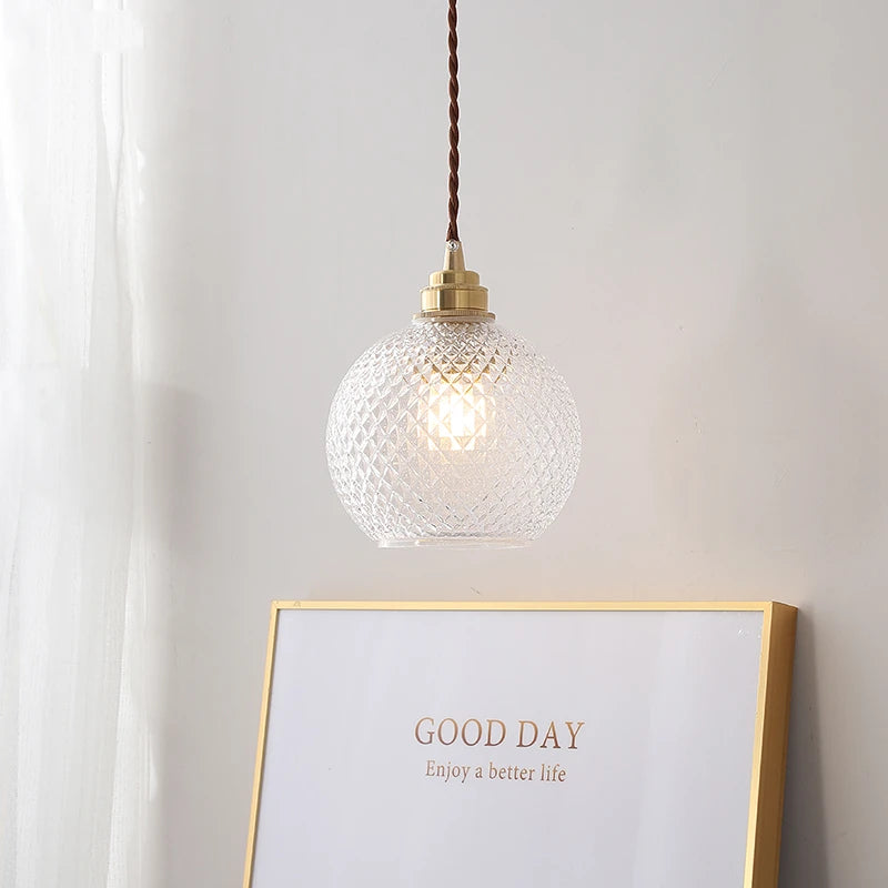 Glass Ball LED Hanging Lamp Light Copper Socket Home Indoor Lighting Bedroom Living Room Nordic Modern Pendant Lighting