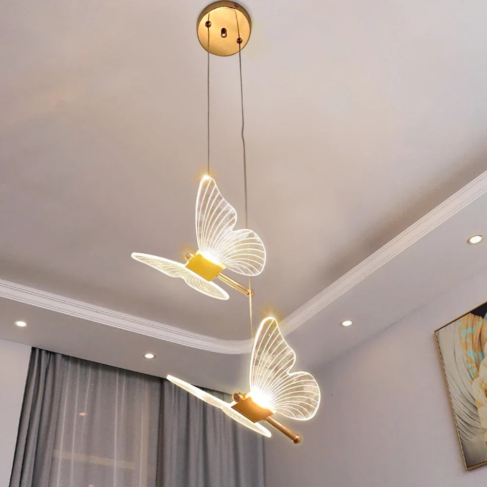 LED Butterfly Pendant Lights Nordic Indoor Lighting pendente iluminação Modern Hanging Lamp Living Room Decoration Ceiling Light