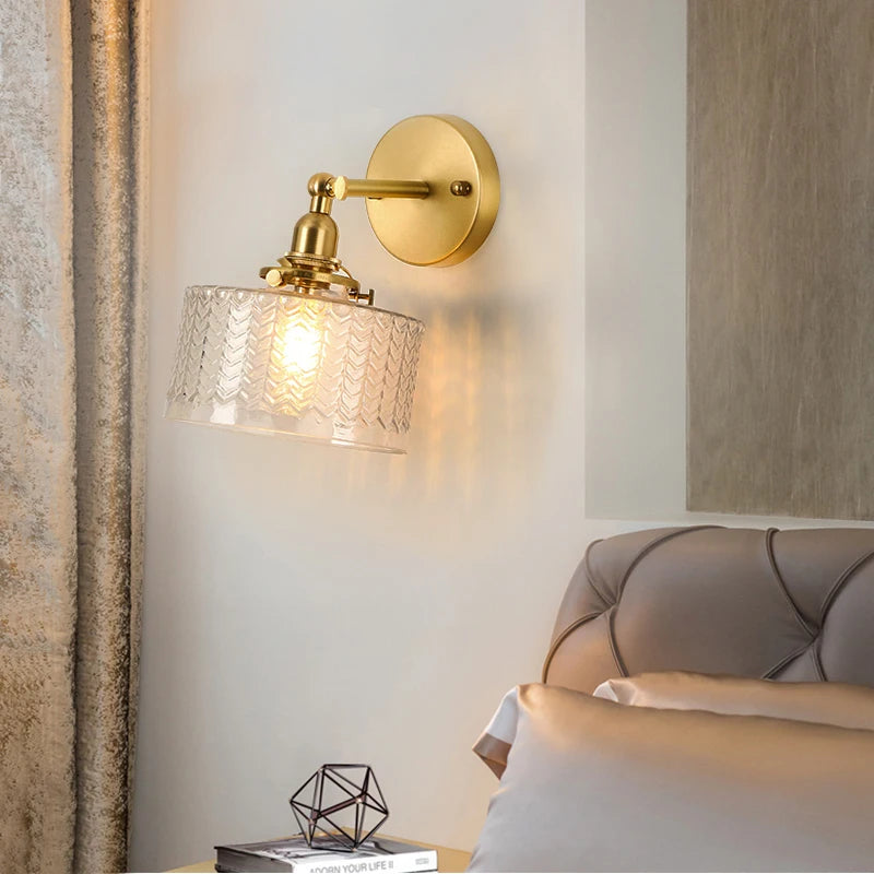 Clear Glass LED Bathroom Mirror Light Pull Chain Copper E14 Bedroom Living Room Nordic Modern Wall Lamp Beside Wandlamp