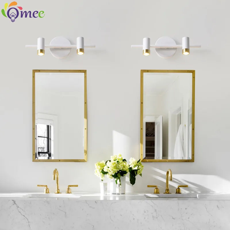 OMEE Modern LED Front Mirror Light Black or White Bathroom Makeup Wall Lamps Vanity Toilet Wall Mounted sconces Lighting Home