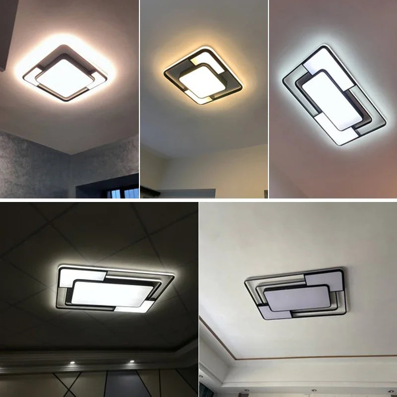 Modern LED Ceiling Lamp for Living Room Lustre Dining Bedroom Study Ceiling Light Nordic Square Ceiling Chandelier Light Fixture