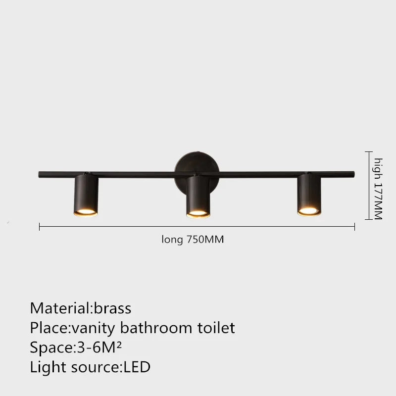 Modern Brass  Mirror Front Light LED 3 Color Black Copper Sconce Light Classic Creative Dresser Bathroom  Mirror Front Light