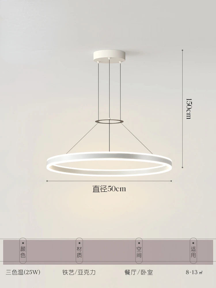 Minimalist Led Pendant Lamp For Modern Living Room Bedroom Dining Kitchen Black Ring Hanging Ceiling Chandelier Lighting Fixture