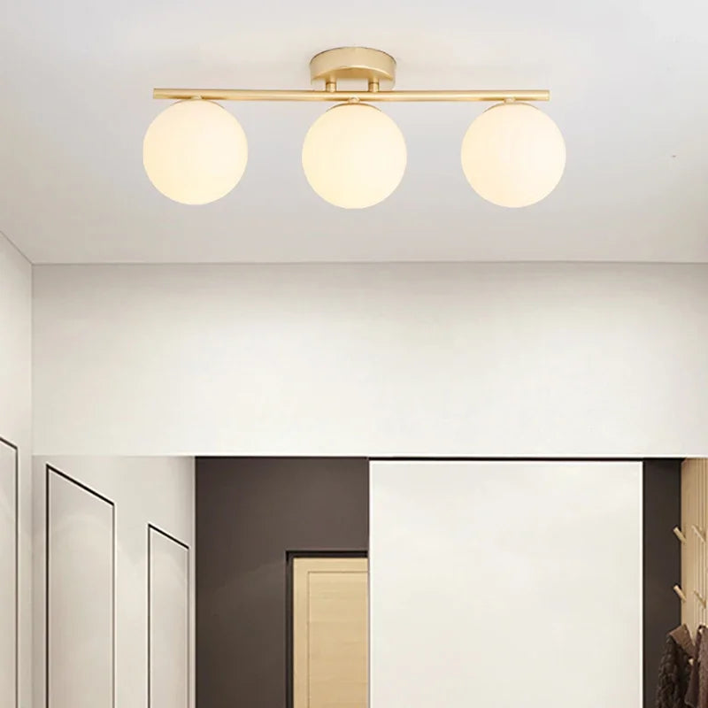 Nordic ceiling light iron Glass lamp corridor aisle simple modern creative personality gold entrance cloakroom balcony light