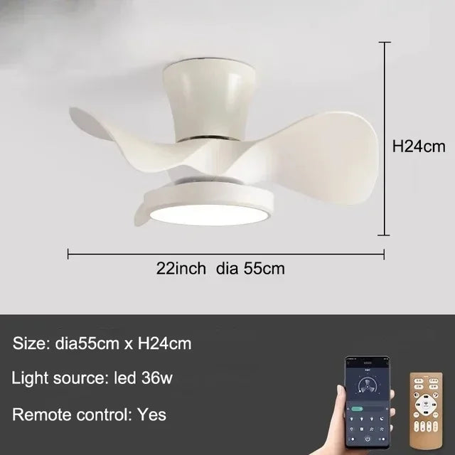 90-240V 32 Inch Small Ceiling Fan Lamp Dining Room Bedroom Ceiling Fan Light With Remote Control 6 Speed Fan Pendant Light