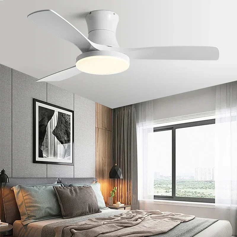 52 inch Low Floor Ceiling Fan 3 ABS Blade Ceiling Fan with Light And Remote Control Indoor Restaurant Electric Fan 110V 220V