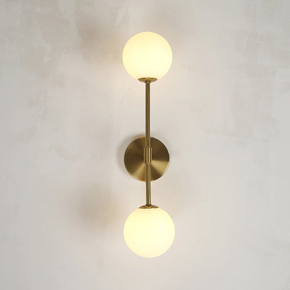 Modern Led Wall Lamp Nordic creative bedroom living room aisle stair bedside lamp Milky Glass Round Ball Gold  Wall Sconce Decor