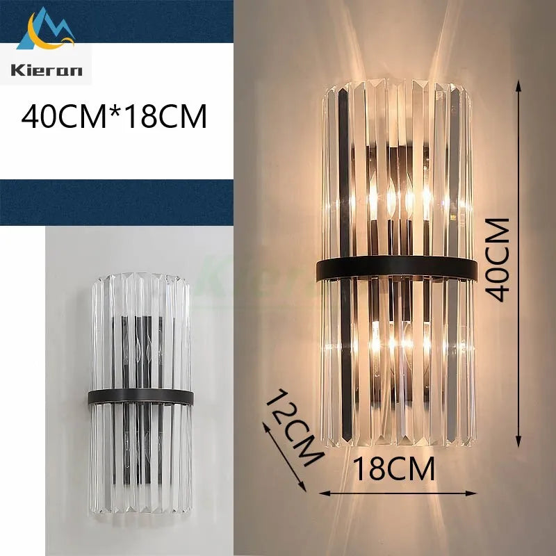 Modern Simple 40CMcrystal LED Wall Lights Living Room Bathroom Study Bedroom Wall Lamp Waterproof Antirust Alloy Room Decor Lamp