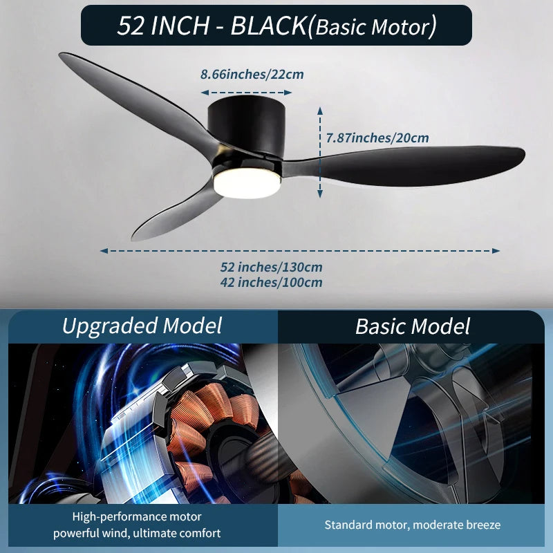 Ceiling Fan White Low Floor Ultra Thin 17cm DC Ceiling Fan With Remote Control Simple Ceiling Fans With Light