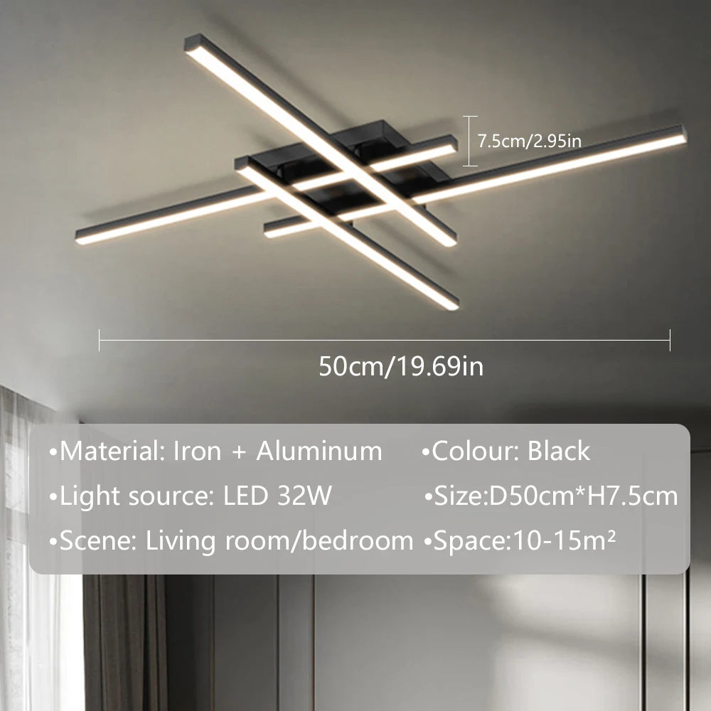 LED Modern Ceiling Light Creative Line 30/40/50cm Aluminum Lamps For Bedroom Living Room Hallway Coffee Bar Indoor Illumination