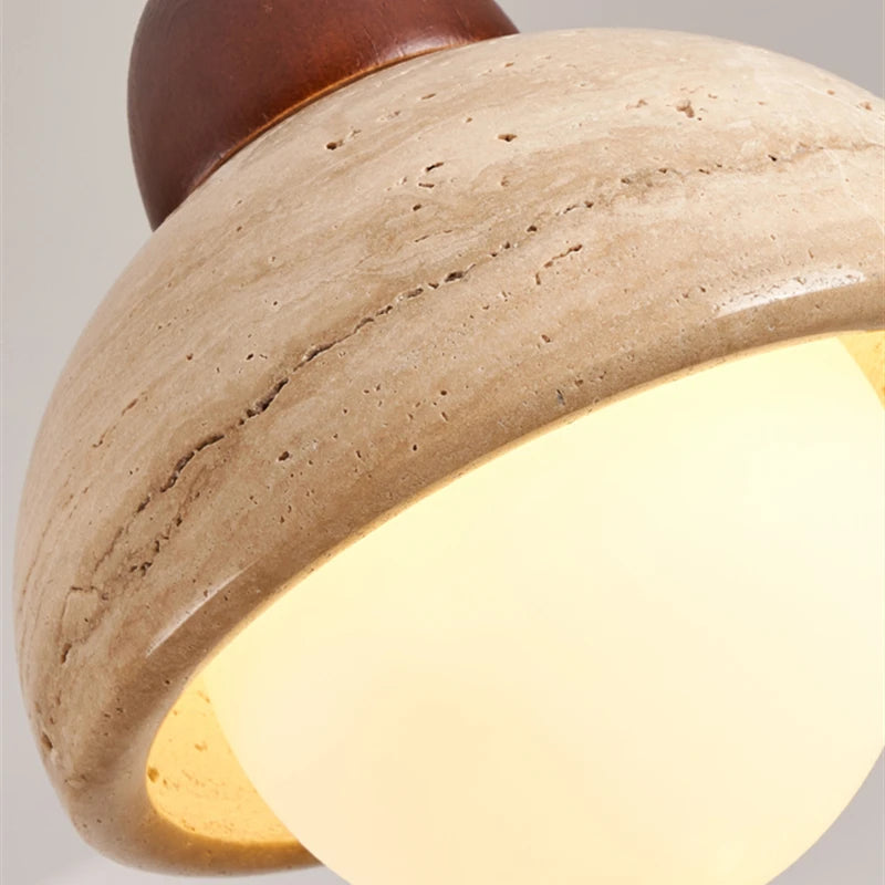 Yellow Travertine LED Pendant Lamp Nordic Wood Pendant Light Home Decor Items Hanglamp Bedroom Living Room Lights Lustre