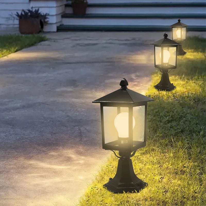 Modern European Style Column Lamp Cast Aluminum Acrylic Waterproof LED Outdoor Lamp Villa Garden Lamp Gate Black Lawn Lamp