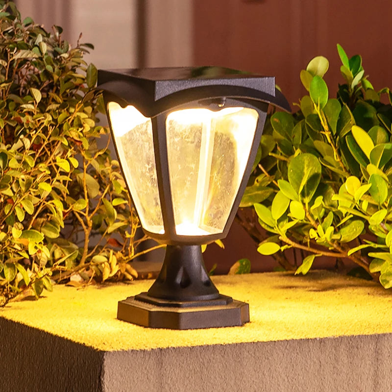 Solar Pillar Lamp Dual Color Light Outdoor Super Bright Gate Garden Villa Light Control Waterproof Home Courtyard Lantern