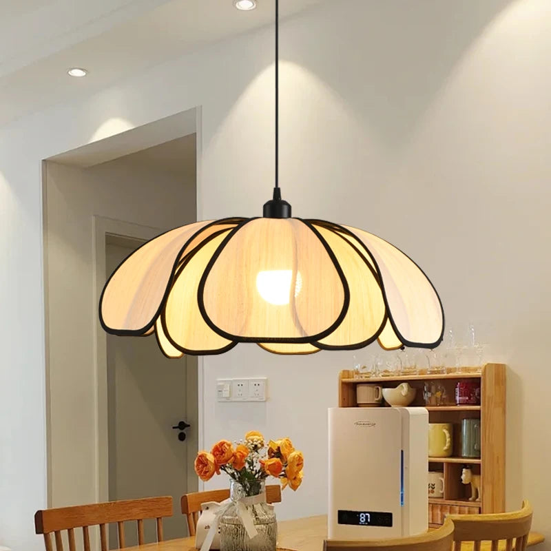 50CM Rattan Flower LED Pendant Lamp Home Decor Indoor Bedroom Dining Living Room Lights Nordic Modern Hanging Light Edison