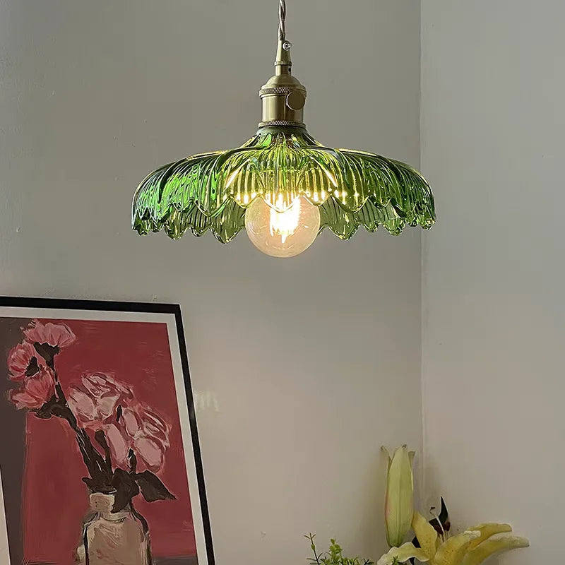 Green Glass LED Pendant Lamp Coffee Bar Cafe Living Room Nordic Modern Bathroom Vanity Mrror Hanging Light Fixture Hanglamp