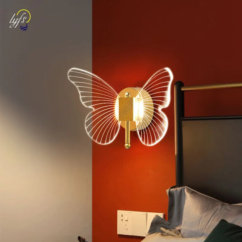 Butterfly LED Wall Lamp Indoor Lighting  Home Bedroom Bedside Table Living Room Decoration Nordic Interior Wall Light Sconces