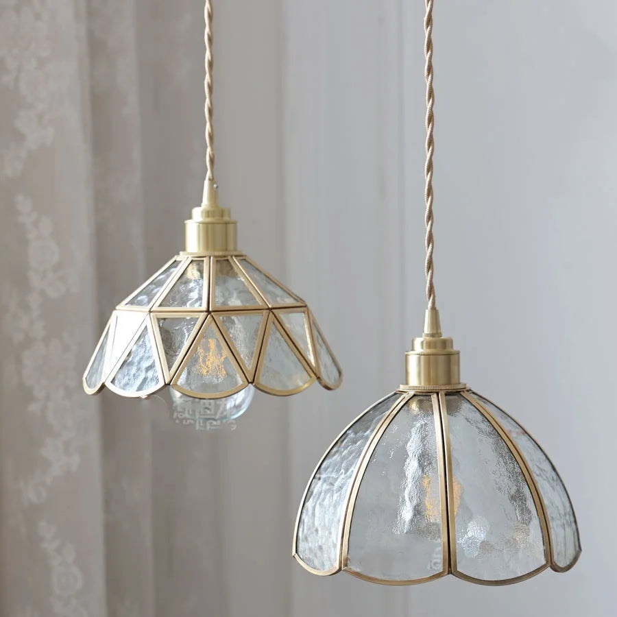 Nordic Modern Copper Hanging Light Clear Glass American Vintage Bedroom Dinning Living Room Beside Pendant Lamp Edison