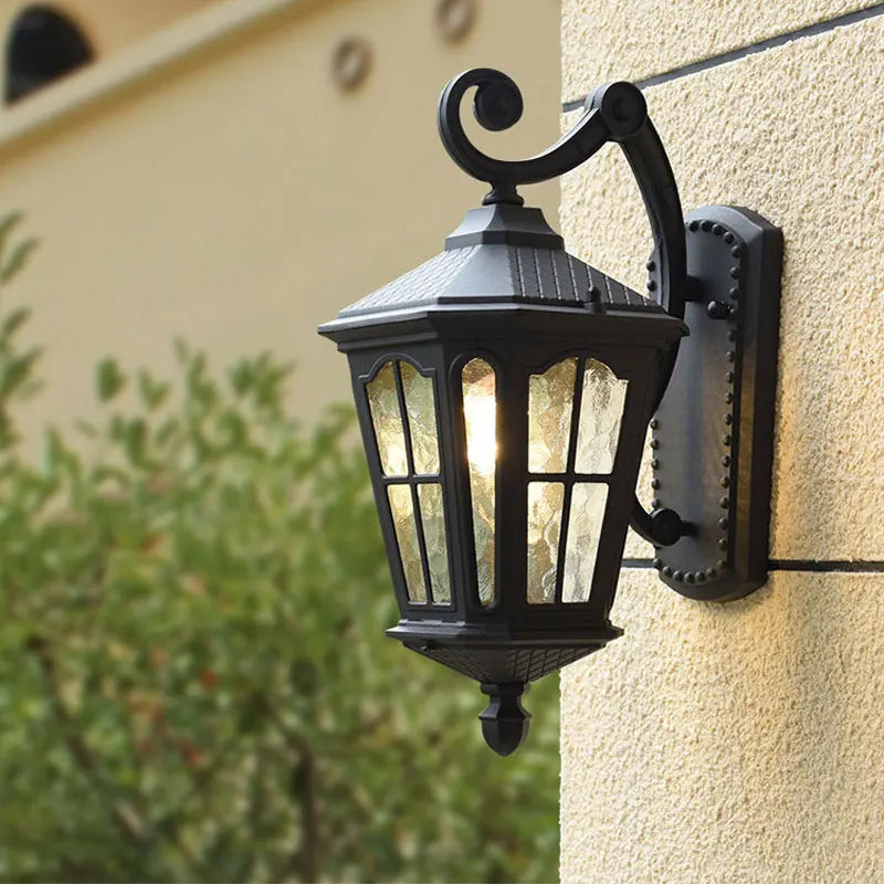 Europe Outdoor Aluminium Wall Light Retro Villa Enclosing Wall Porch Lamp Residential Balcony Glass Waterproof Lighting Fixtures