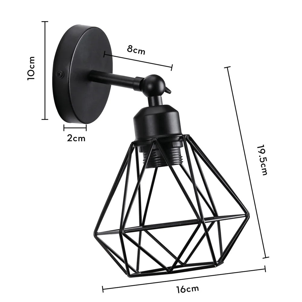 Industrial Vintage Wall Light Adjust Angle Retro Loft Wall Lamp E27 Iron Cage Sconce Bedside Bathroom Indoor Lighting Wandlamp