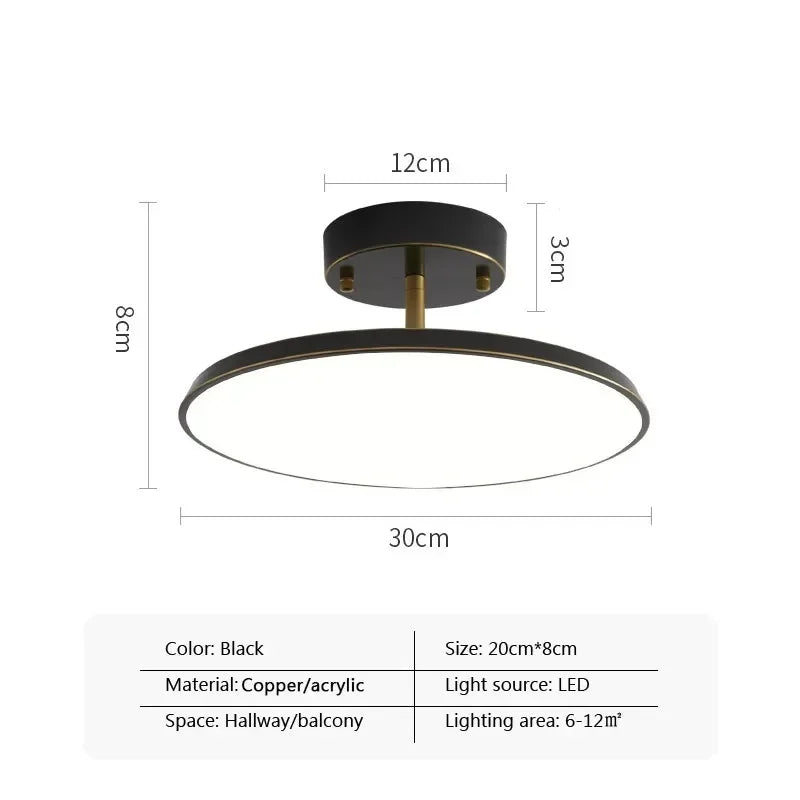 Modern LED Ceiling Light Minimalist Black Gold Rotatable Copper Lamps For Bedroom Living Room Entrance Hall Hallway Illumination