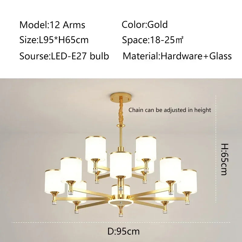 New Nordic Ceiling Chandeliers Glass Shade Golden Led Pendant Lamp Living Room Restaurant Hotel Lighting Home Decor Light