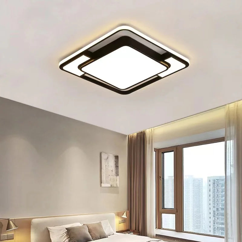 Modern LED Ceiling Lamp for Living Room Lustre Dining Bedroom Study Ceiling Light Nordic Square Ceiling Chandelier Light Fixture