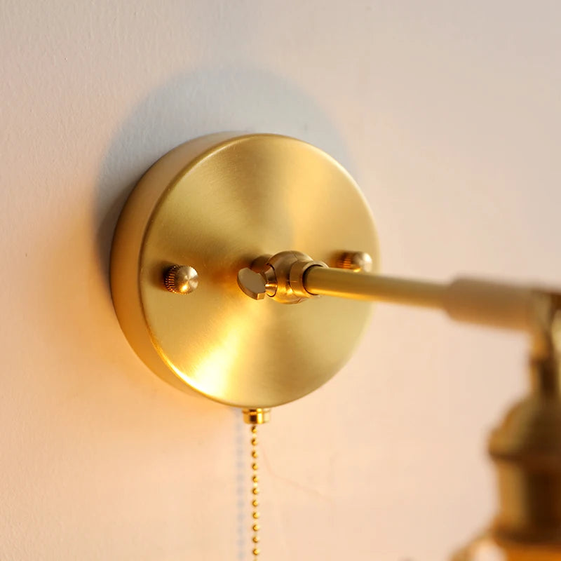 Nordic Ceramic Copper LED Wall Lamp Beside Pull Chain Switch Up down Adjustable Bathroom Mirror Stair Light Wandlamp