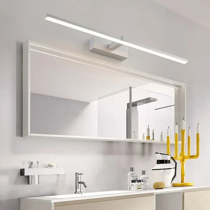 Nordic Led Mirror Lights Wall Lamp Bathroom Waterproof White Black Flat Lamp Modern Indoor Wall lamp Bathroom Lighting Make Up