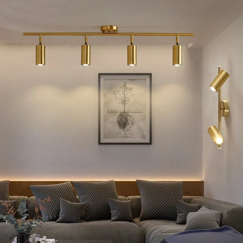 Lamp Modern Luxury Gold Track Spotlights Flush Mount Ceiling Light Fixture Living Room Wall Aisle Bar Gu10 Tracking Light Kit