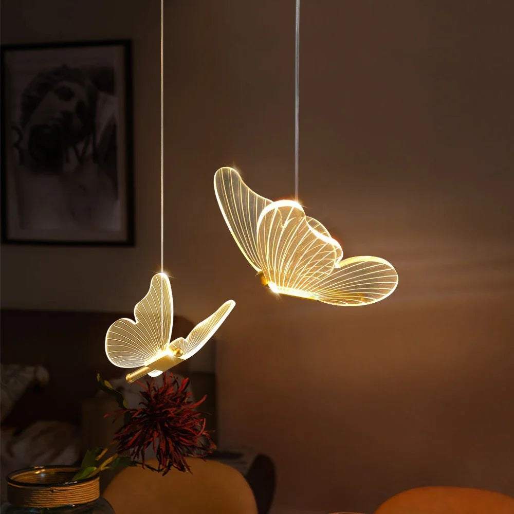 LED Butterfly Pendant Lights Nordic Indoor Lighting pendente iluminação Modern Hanging Lamp Living Room Decoration Ceiling Light