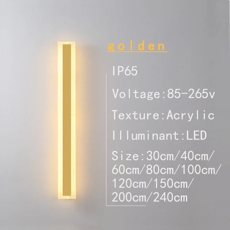 30CM to 240CM Outdoor  Ip65 Waterproof LED Long Light Courtyard Villa Garden Golden Eye Protection Wall Light Outdoor Decoration