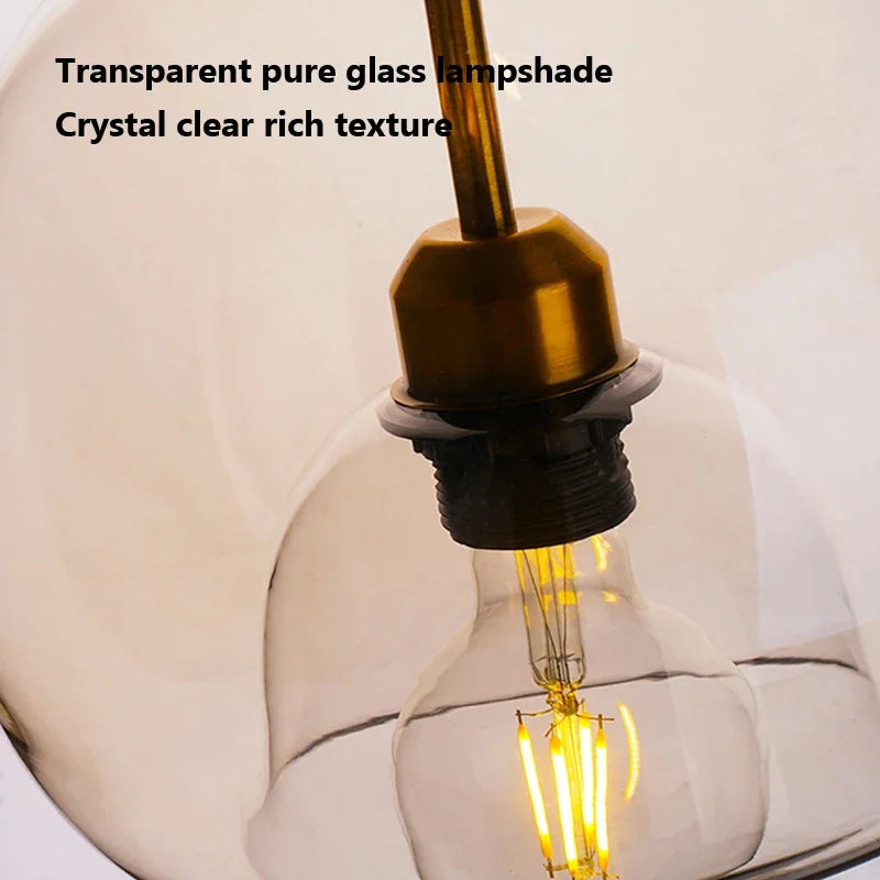 Modern Smoke Gray Glass Pendant Light Suitable for Kitchen Island Dining Room Bar Nordic Style Ideal Home Decor Hanging Lamp