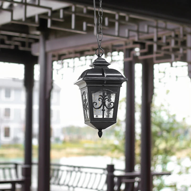 European style outdoor waterproof chandelier outdoor villa garden lamp retro balcony aisle corridor