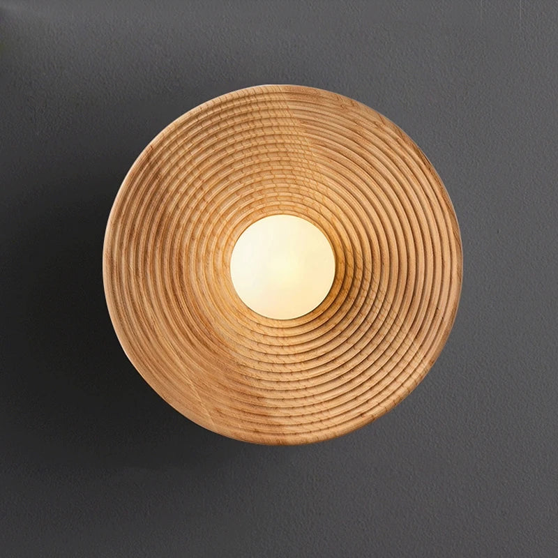 Nordic Minimalist Wabi Sabi Wall Lamp Retro Solid Wood Glass Shade Wall Lamp for Loft Living Room Bedroom Bedside Wall Lights